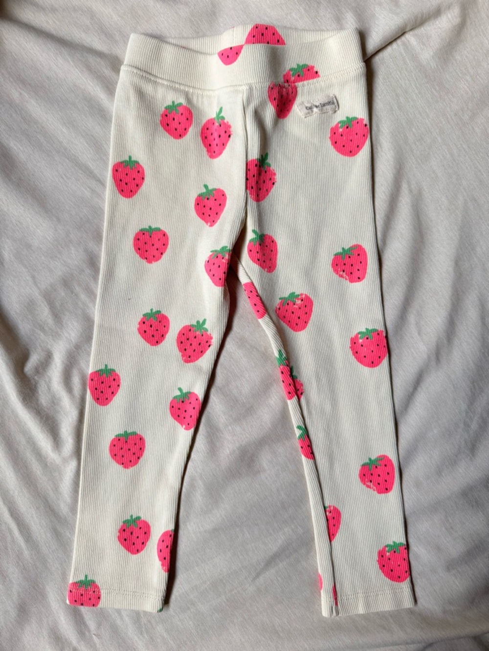 Zara Cream Leggings with Pink Strawberry Print